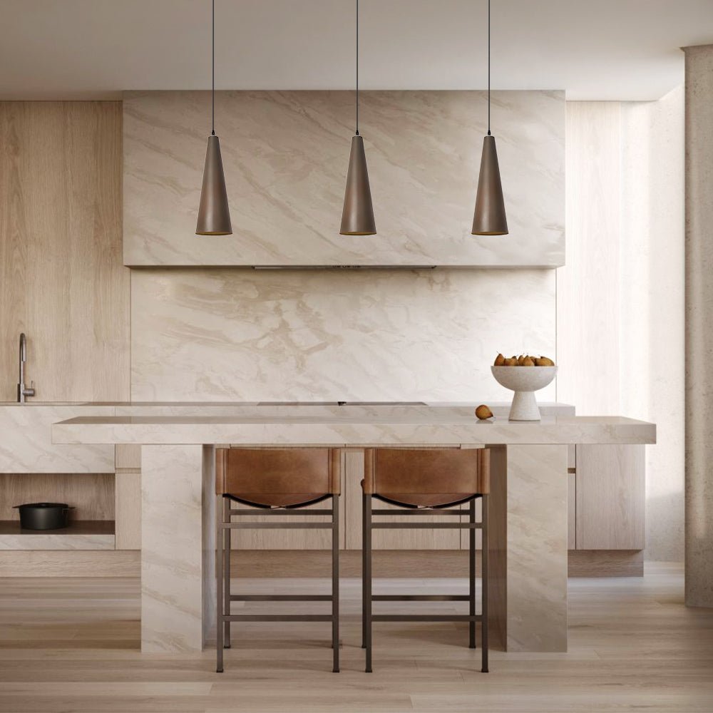 Luz colgante cilíndrica con forma de cono de 1 luz oxidada