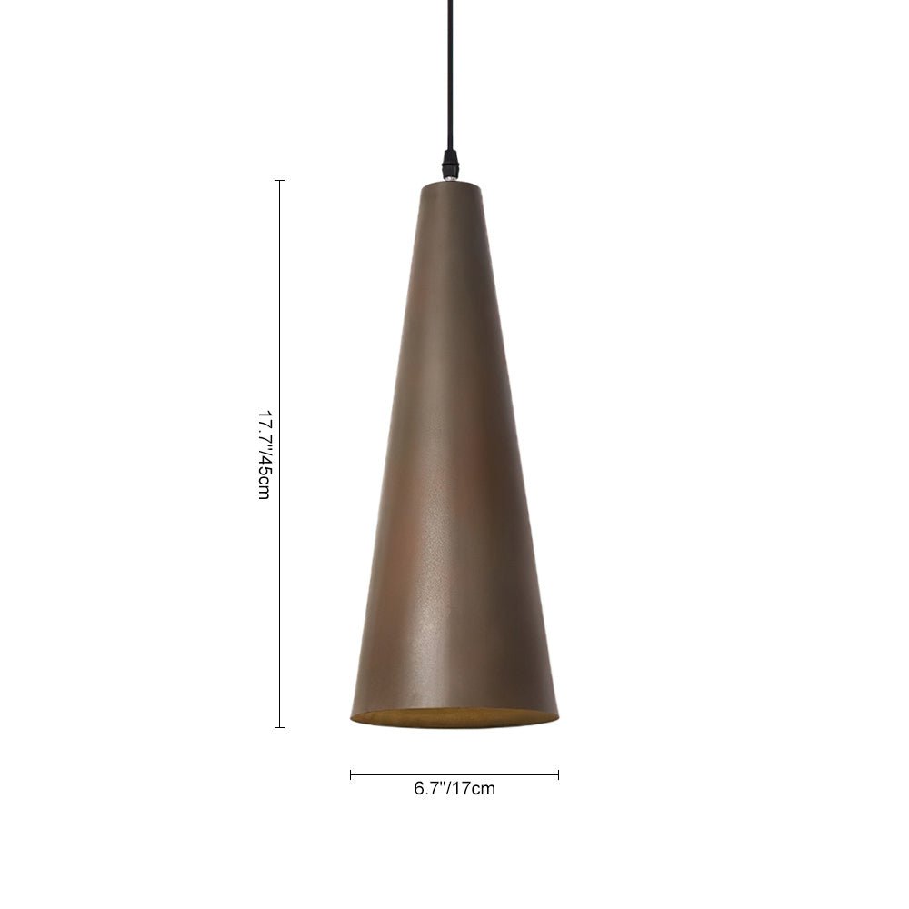Luz colgante cilíndrica con forma de cono de 1 luz oxidada
