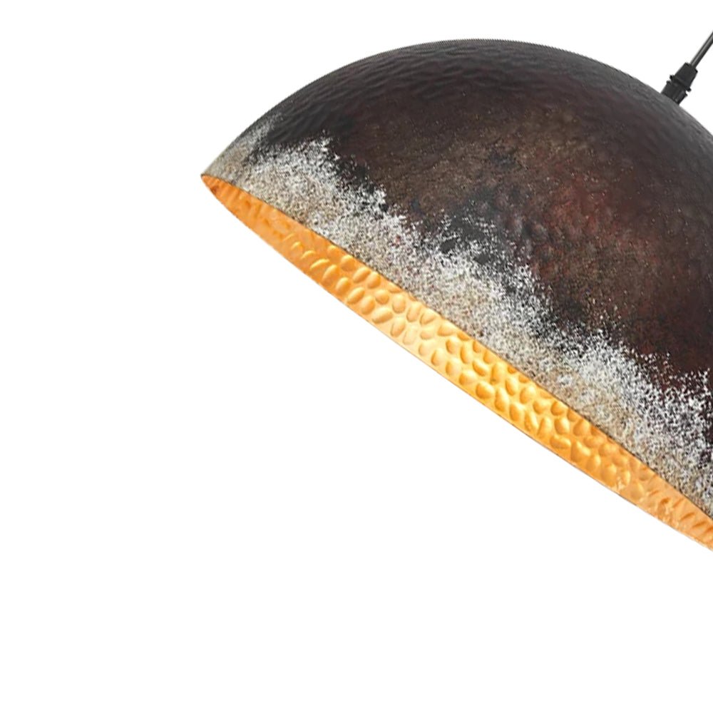Luz colgante de domo metálico martillado de 1 luz oxidada