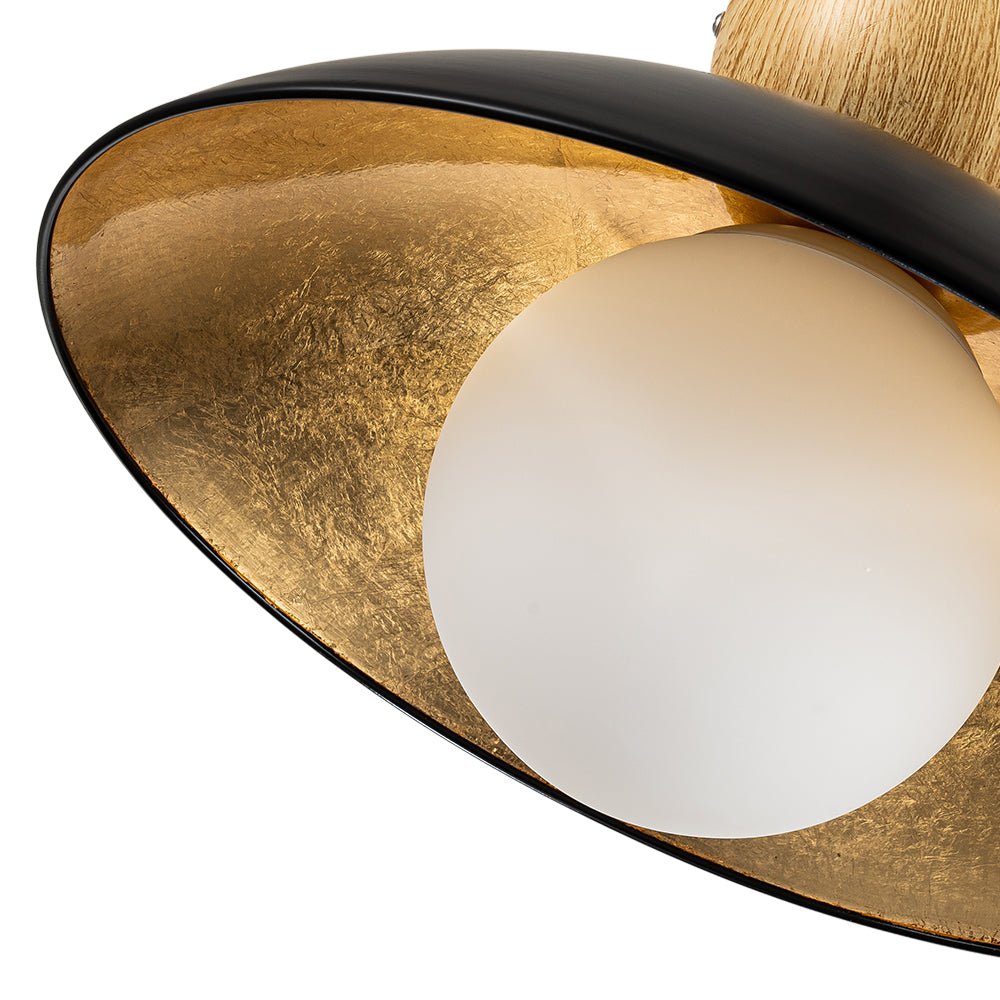 Montaje Semi Empotrado Escandinavo de 1 Luz en Hoja de Oro con Pantalla de Vidrio