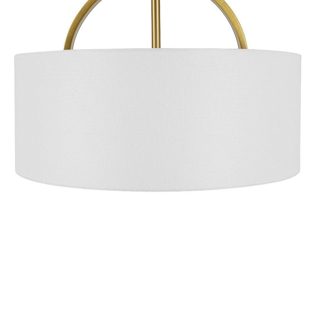 Montaje semisuspendido de tambor con pantalla de lino de 2 luces estilo escandinavo