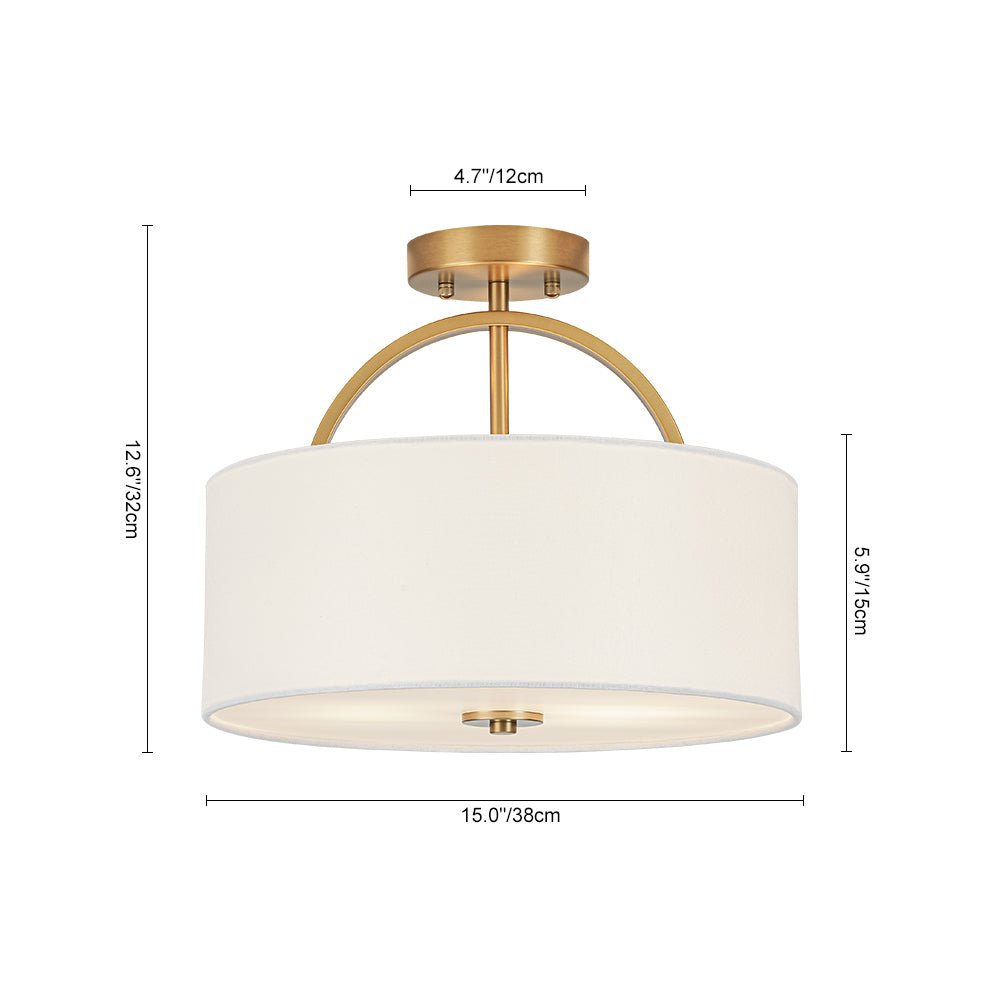Montaje semisuspendido de tambor con pantalla de lino de 2 luces estilo escandinavo