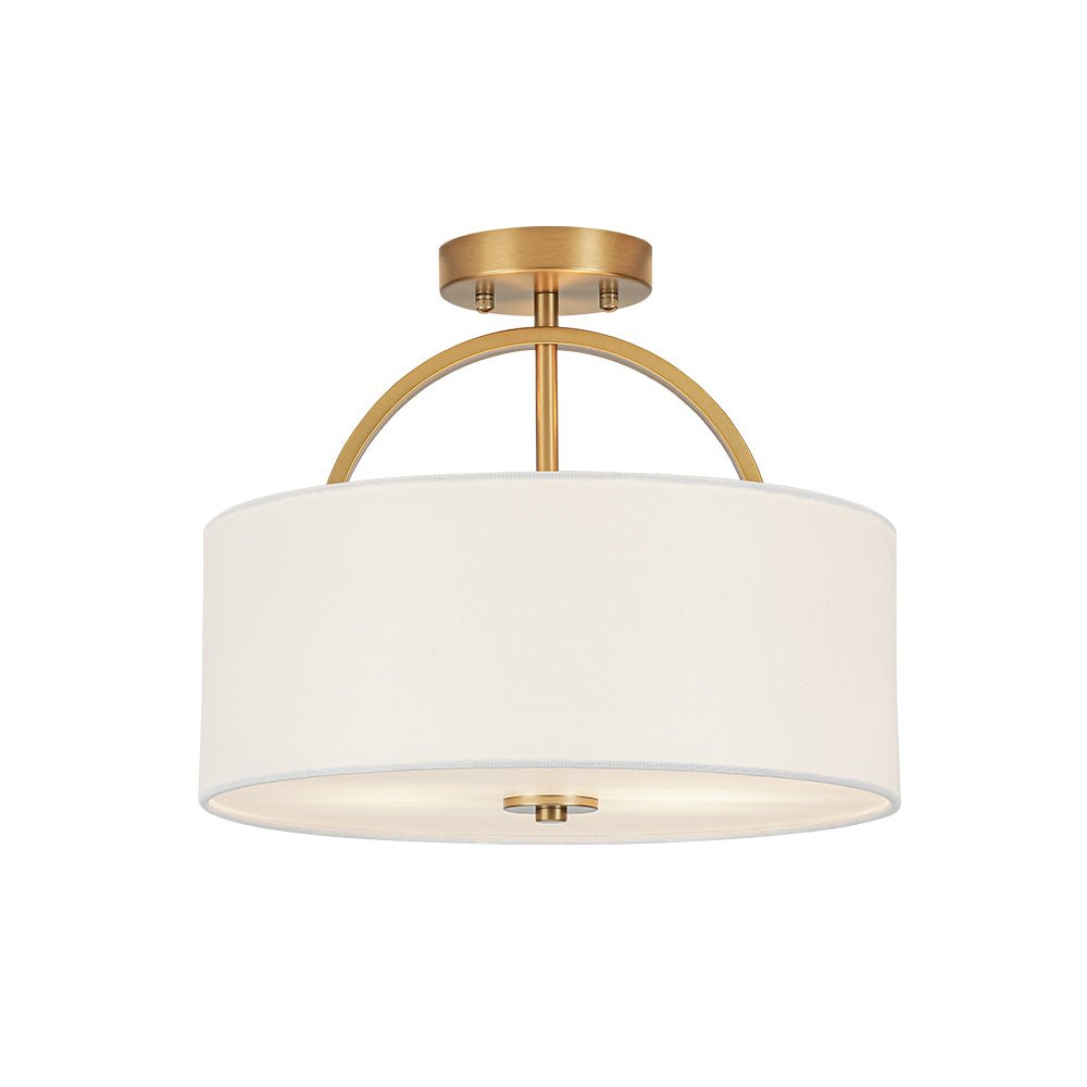 Montaje semisuspendido de tambor con pantalla de lino de 2 luces estilo escandinavo