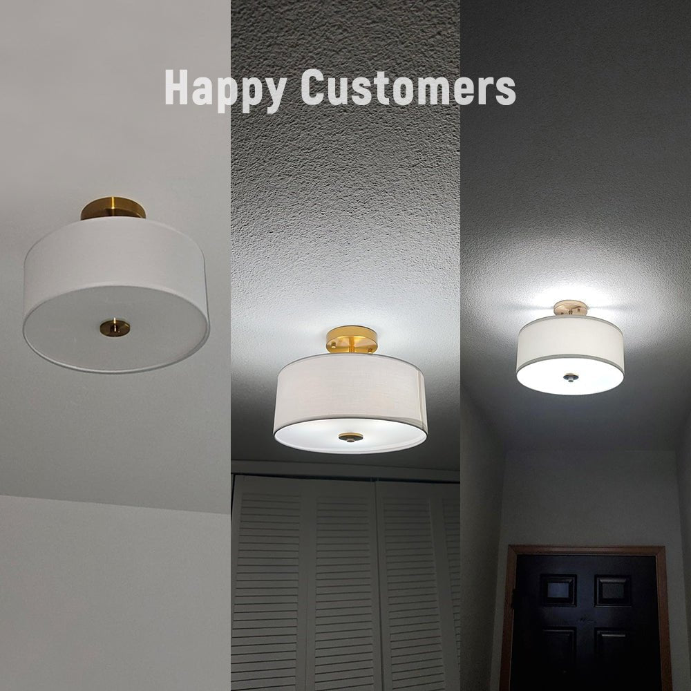Montaje semisuspendido de tambor con pantalla de lino de 2 luces estilo escandinavo