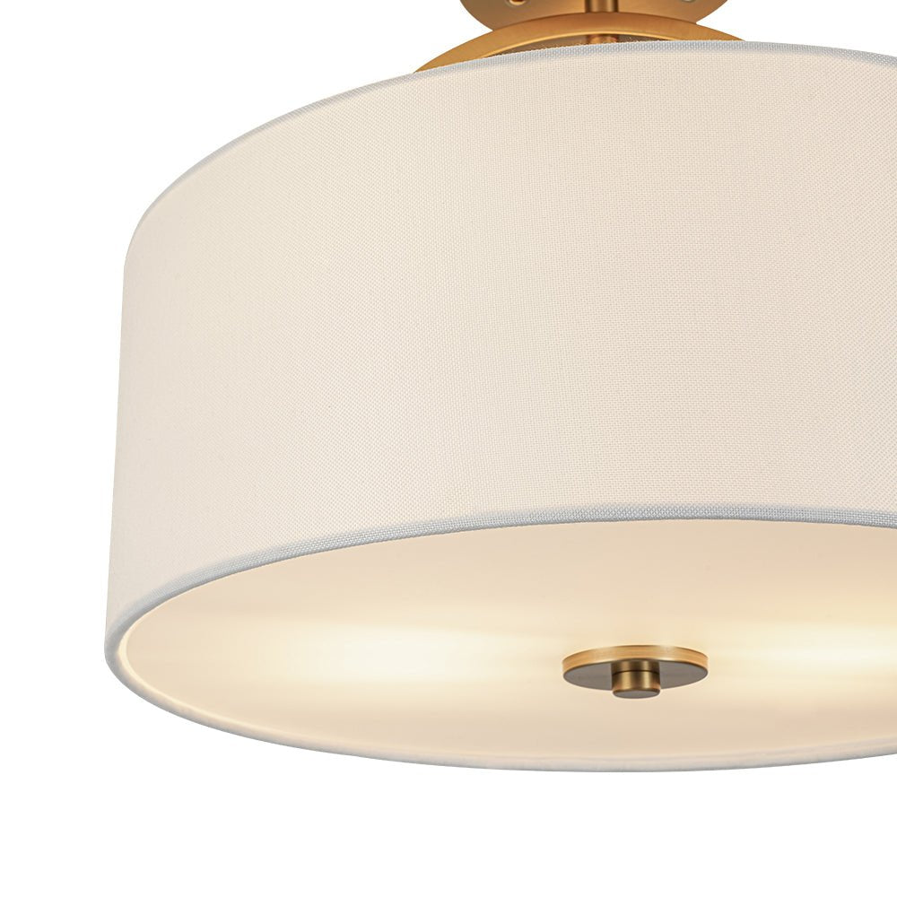 Montaje semisuspendido de tambor con pantalla de lino de 2 luces estilo escandinavo