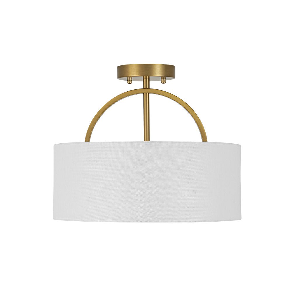 Montaje semisuspendido de tambor con pantalla de lino de 2 luces estilo escandinavo