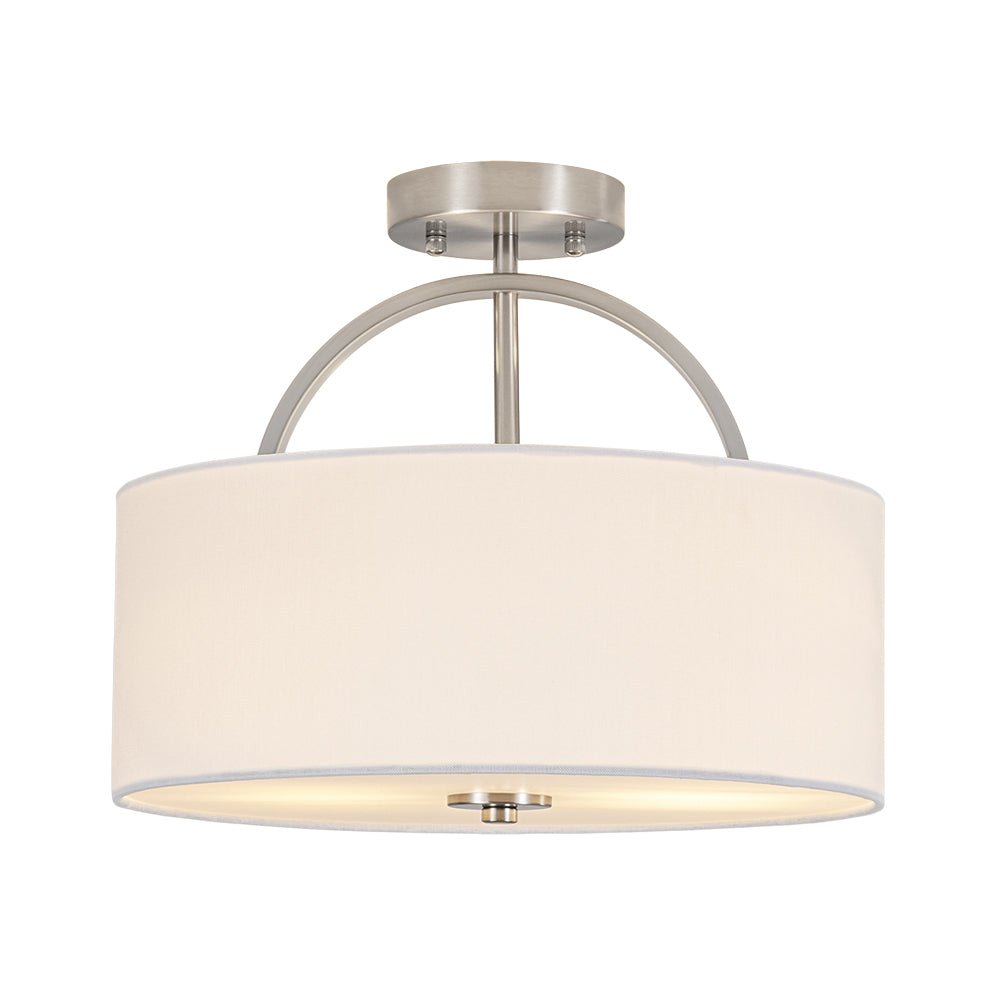 Montaje semisuspendido de tambor con pantalla de lino de 2 luces estilo escandinavo