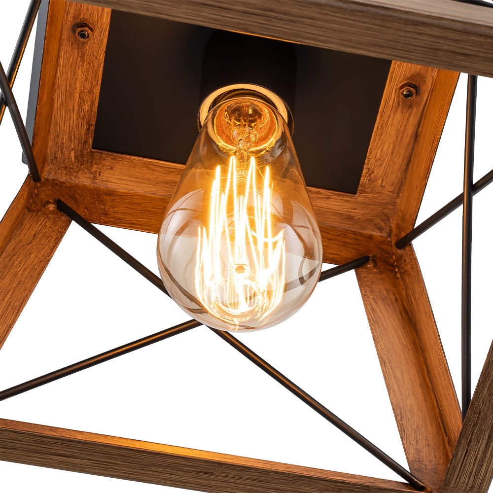 Luz Colgante Rústica Cuadrada de Una Sola Luz