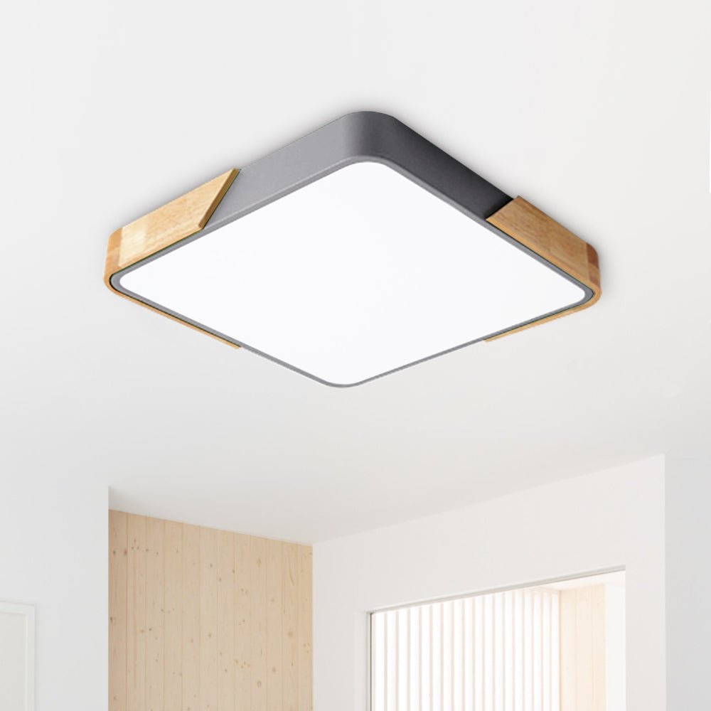 Montaje Empotrado Cuadrado LED Regulable con Acabado de Madera