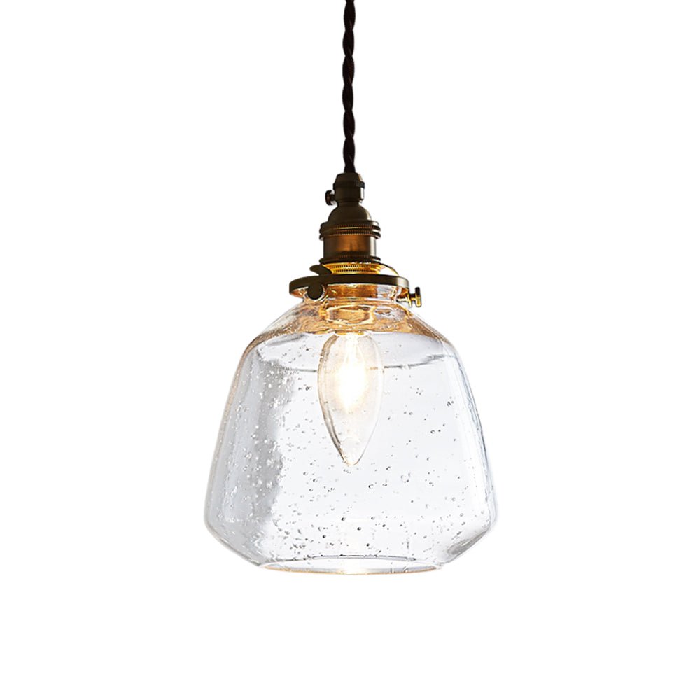 Lámpara Colgante Vintage de Vidrio Semillado en Forma de Campana con 1 Luz para Mesa Bar