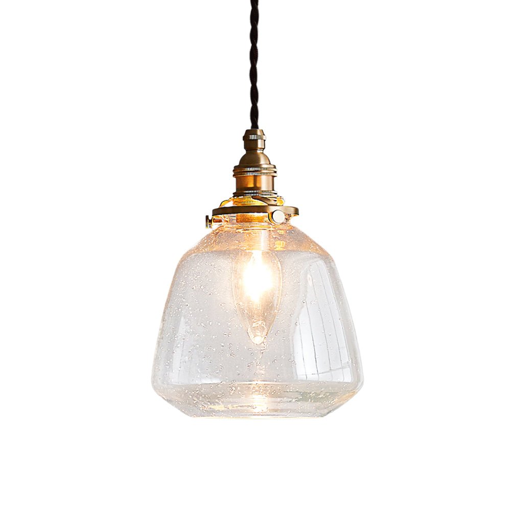 Lámpara Colgante Vintage de Vidrio Semillado en Forma de Campana con 1 Luz para Mesa Bar