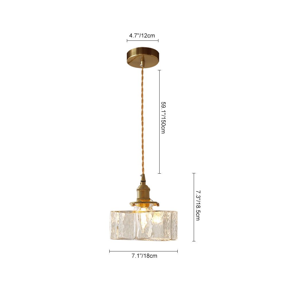 Lámpara Colgante Vintage de Vidrio de Agua Martillado con 1 Luz