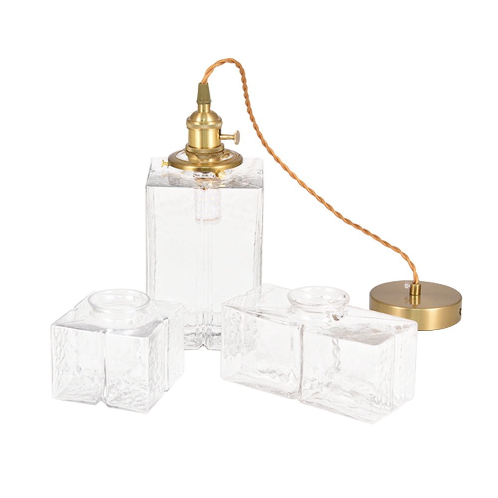 Lámpara Colgante Vintage de Vidrio de Agua Martillado con 1 Luz