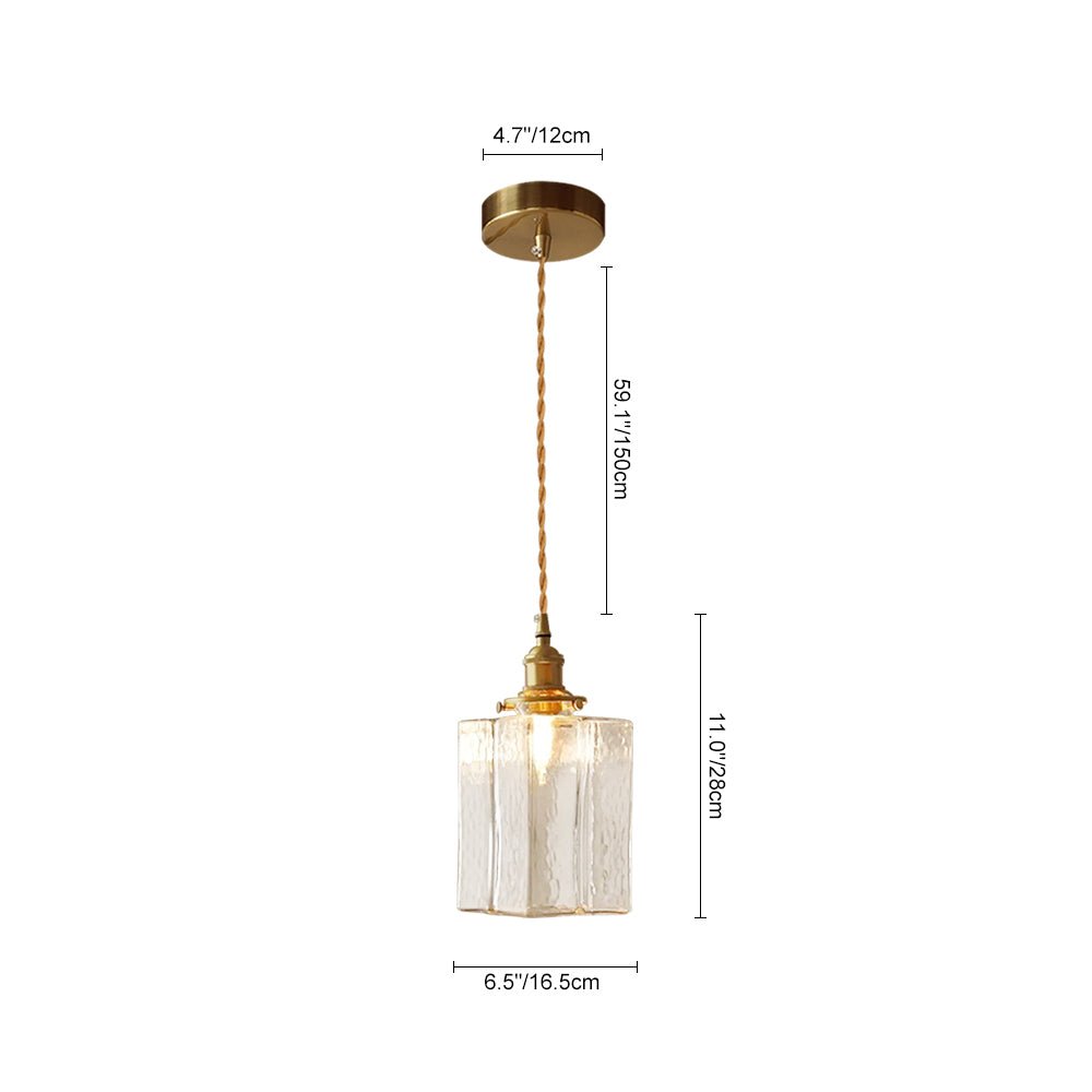 Lámpara Colgante Vintage de Vidrio de Agua Martillado con 1 Luz