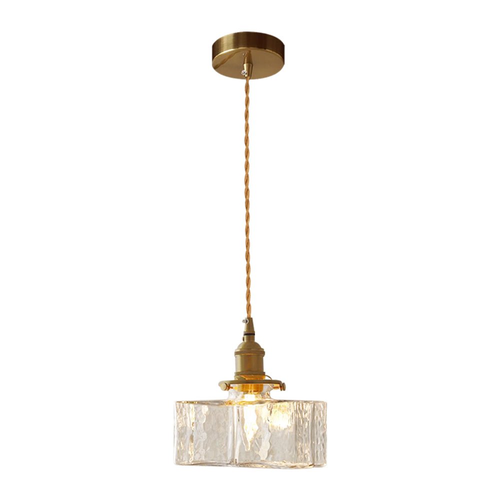 Lámpara Colgante Vintage de Vidrio de Agua Martillado con 1 Luz