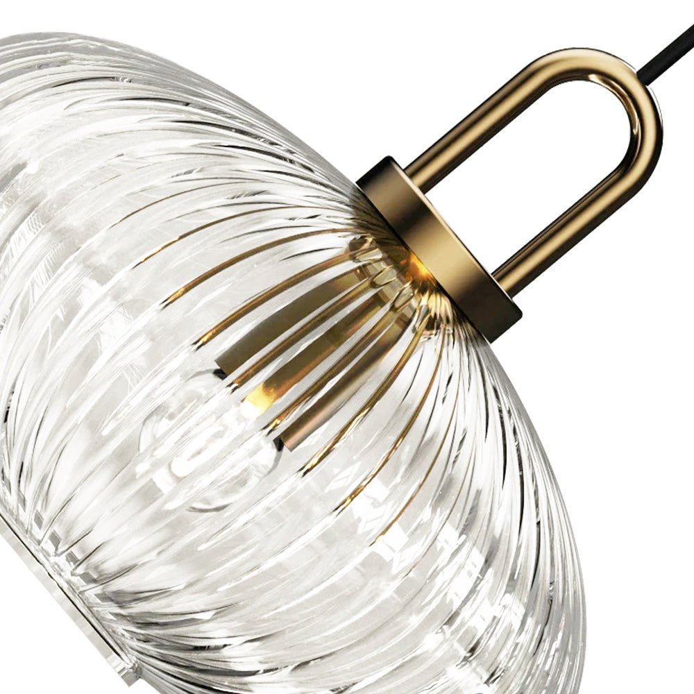 Lámpara Colgante Geométrica de Vidrio Estriado en Forma de Calabaza con 1 Luz