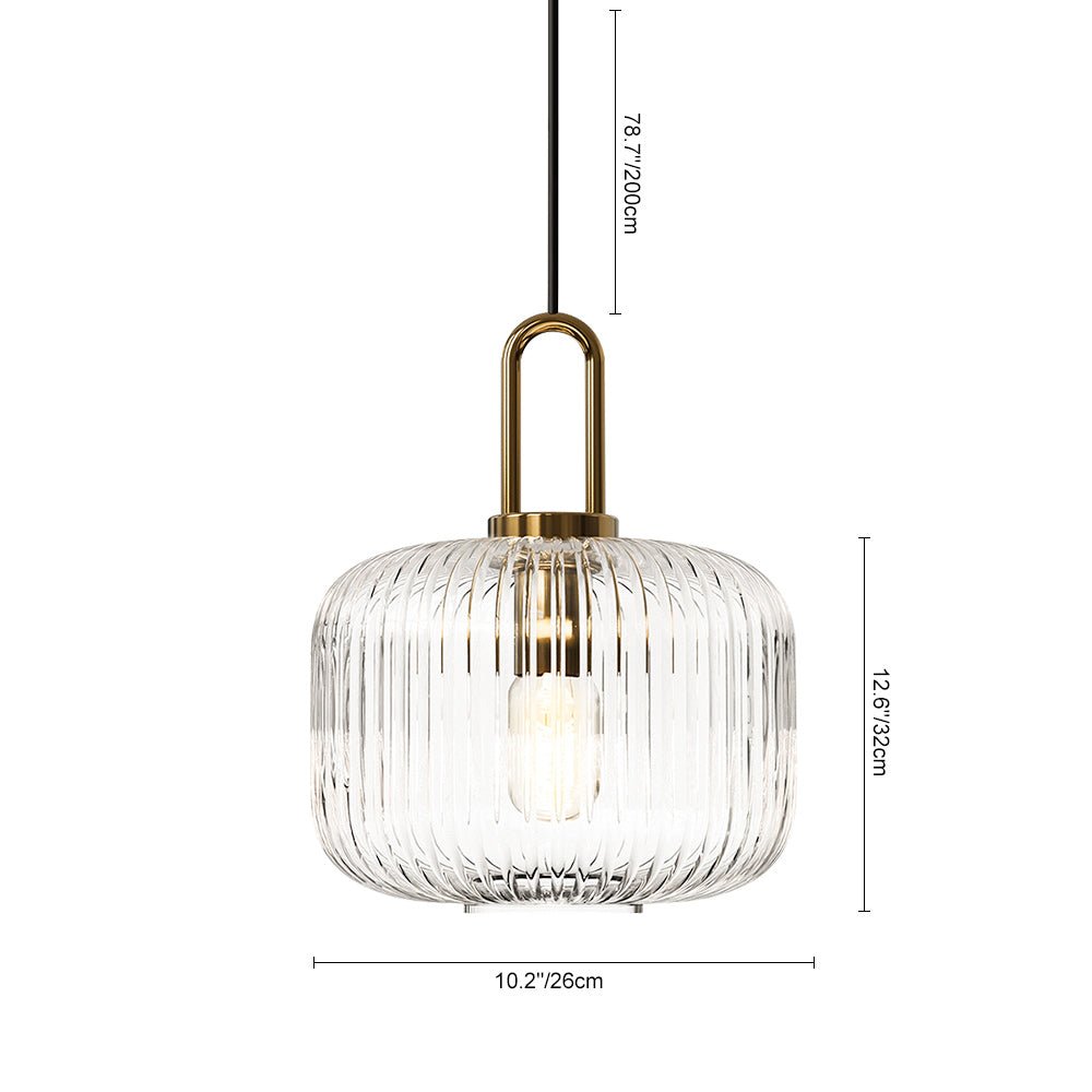Lámpara Colgante Geométrica de Vidrio Estriado en Forma de Calabaza con 1 Luz