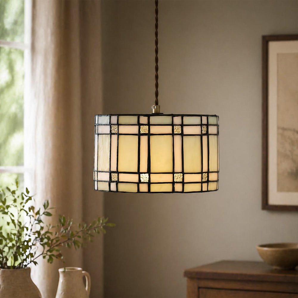 Lámpara Colgante de Vidrio Templado Estilo Tiffany de 1 Luz Vintage