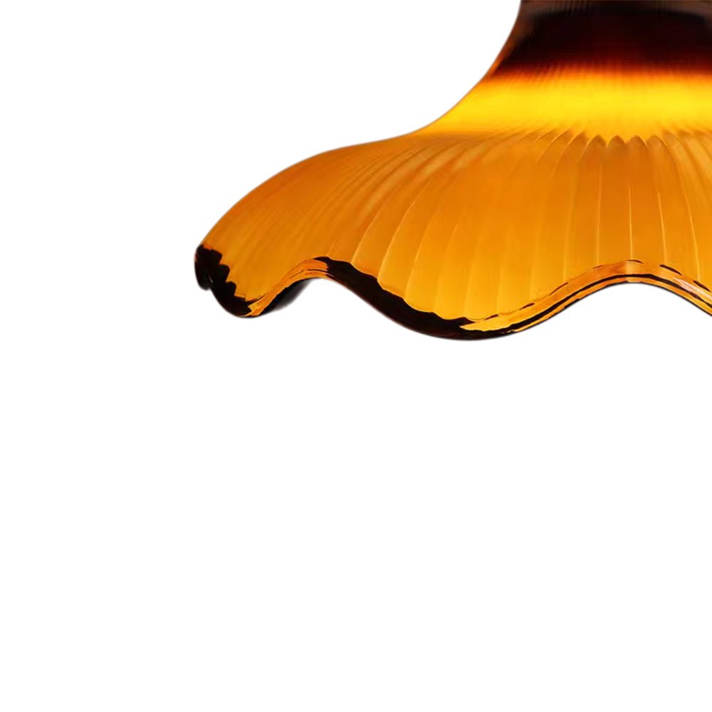 Lámpara colgante vintage de vidrio estriado en dos tonos con forma de flor y 1 luz