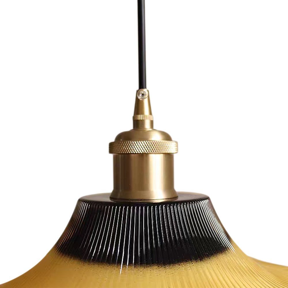 Lámpara colgante vintage de vidrio estriado en dos tonos con forma de flor y 1 luz