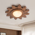 Montaje de Techo Flush Vintage de 2 Luces con Pantalla de Resina en Diseño de Sol