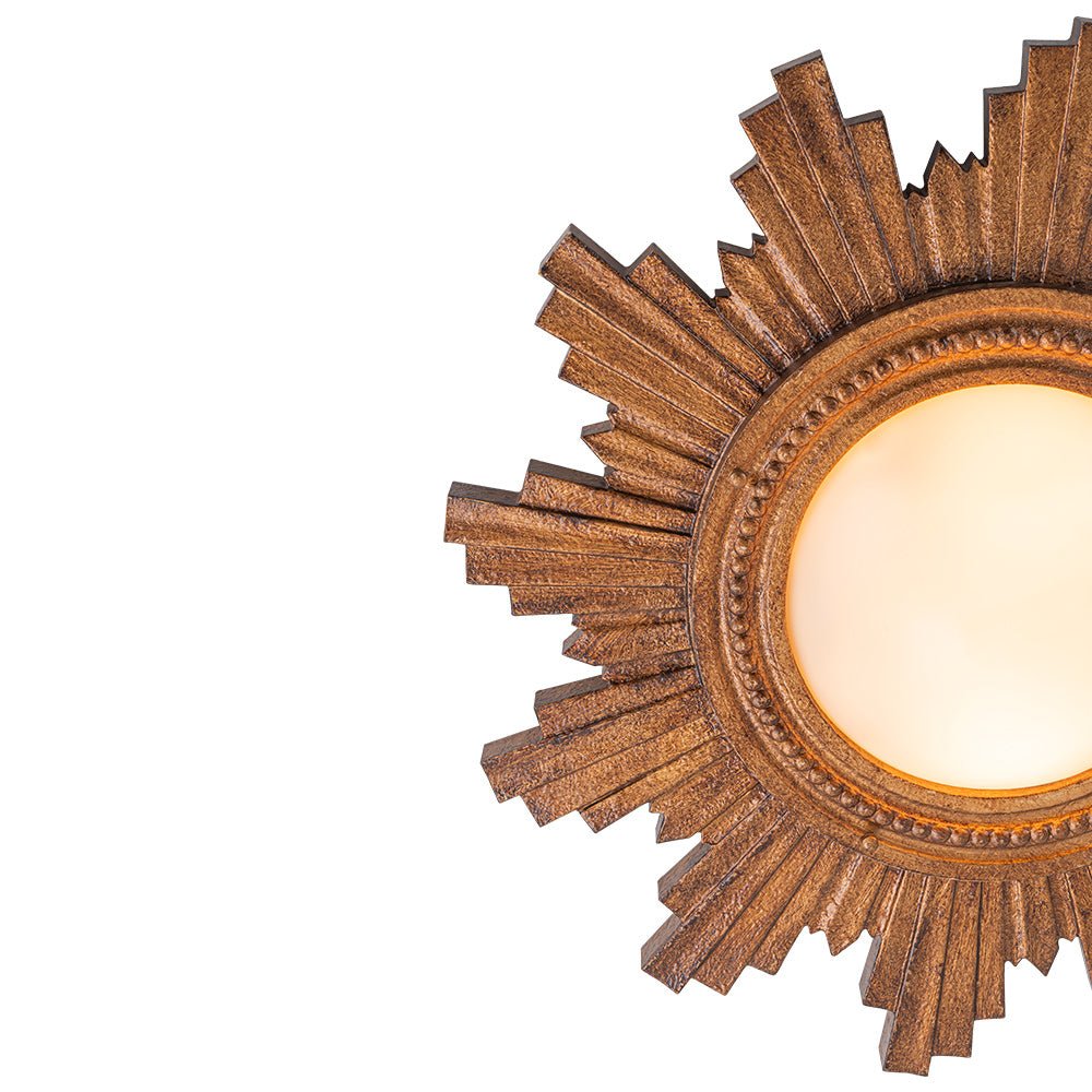 Montaje de Techo Flush Vintage de 2 Luces con Pantalla de Resina en Diseño de Sol