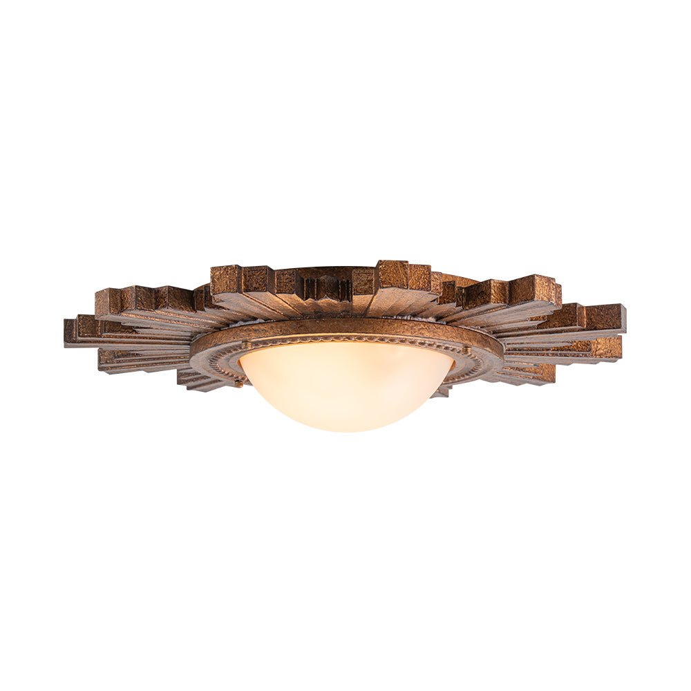 Montaje de Techo Flush Vintage de 2 Luces con Pantalla de Resina en Diseño de Sol