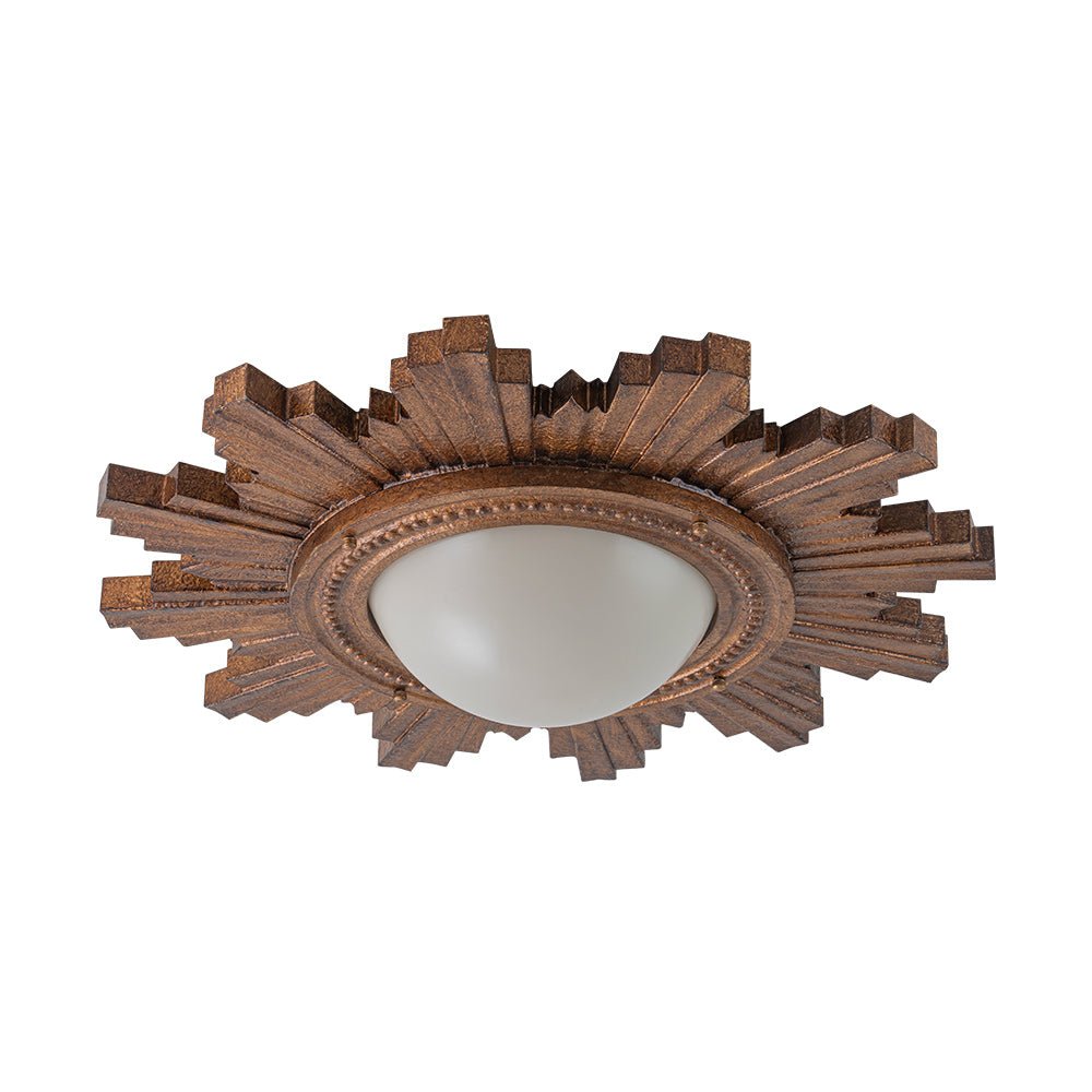 Montaje de Techo Flush Vintage de 2 Luces con Pantalla de Resina en Diseño de Sol