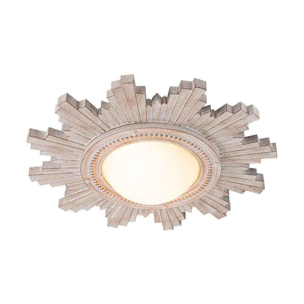 Montaje de Techo Flush Vintage de 2 Luces con Pantalla de Resina en Diseño de Sol