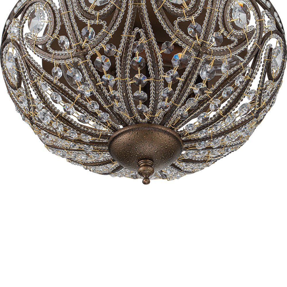 Luz de Techo de Cristal Vintage de 3 Luces en Forma de Tazón