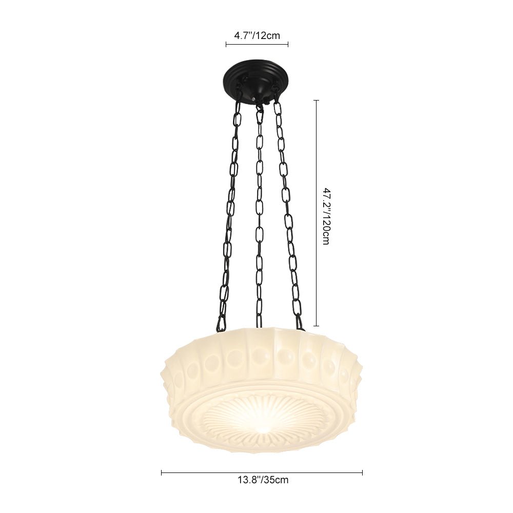 Lámpara Colgante Escolar Vintage de Cerámica con 3 Luces