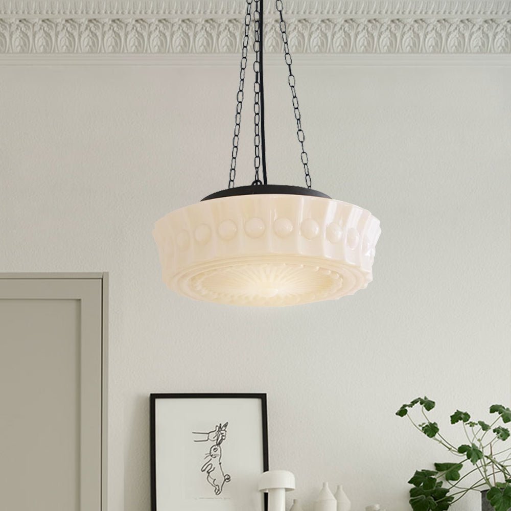 Lámpara Colgante Escolar Vintage de Cerámica con 3 Luces