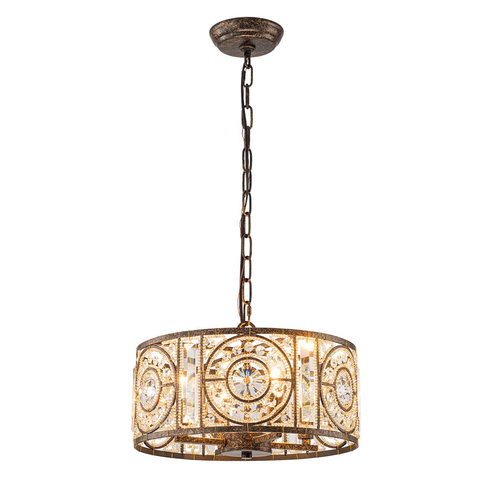 Lámpara de Araña Vintage de 4 Luces con Acentos de Cristal