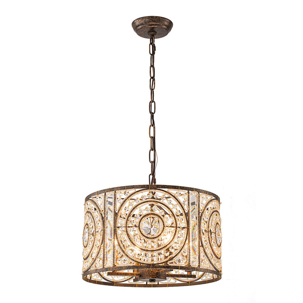 Lámpara de Araña Vintage de 4 Luces con Acentos de Cristal
