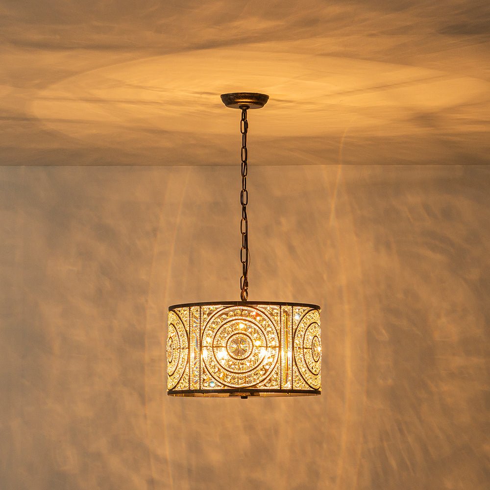 Lámpara de Araña Vintage de 4 Luces con Acentos de Cristal