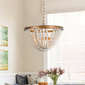 Candelabro Vintage Bohemio de 3 Luces con Perlas de Madera