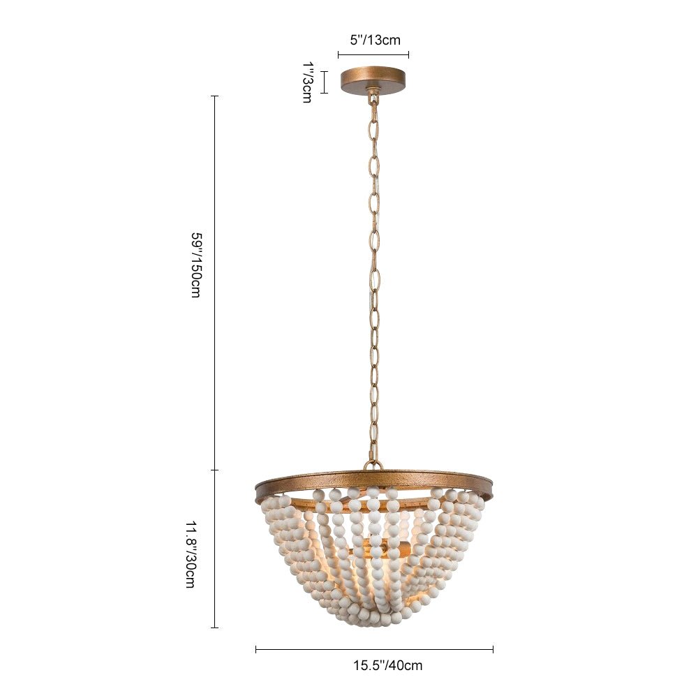 Candelabro Vintage Bohemio de 3 Luces con Perlas de Madera