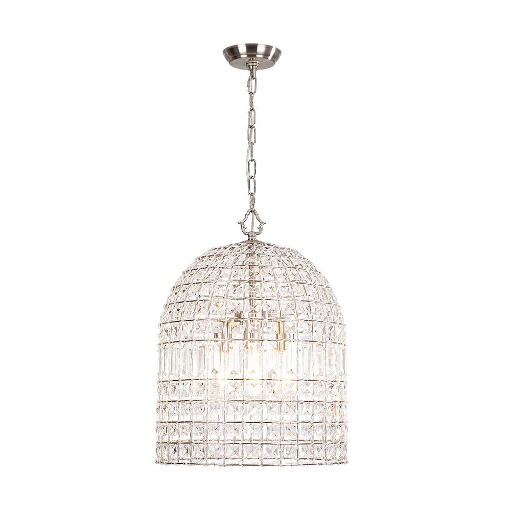 Luz Colgante de Jaula de Pájaro con Acentos de Cristal Vintage