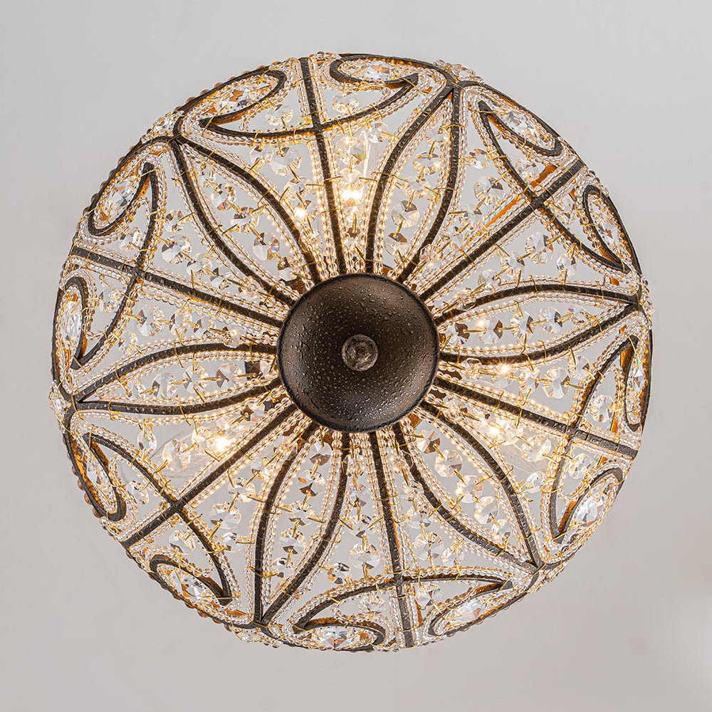 Luz de Techo Semi Flush de Cristal en Forma de Tazón de Lujo Vintage de 3 Luces