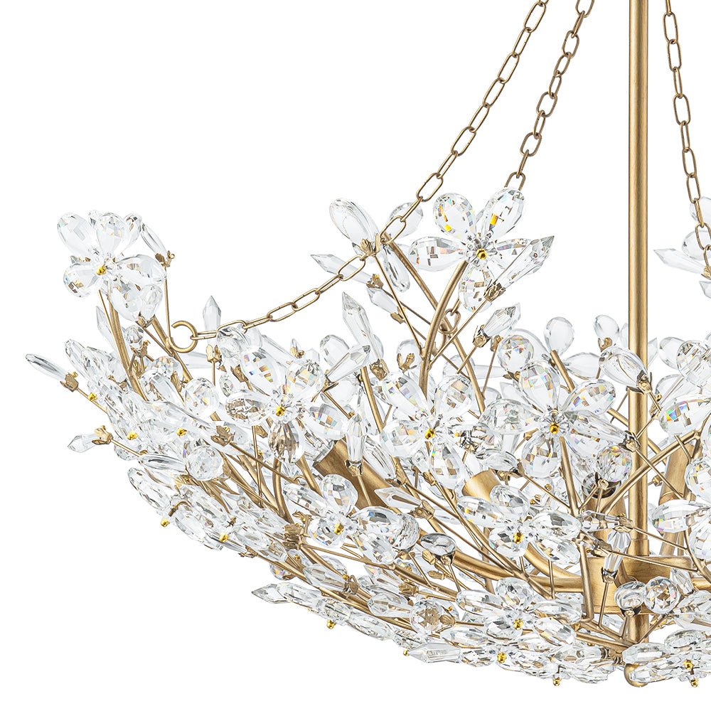 Lámpara de Araña Cristal Floral de Lujo Vintage de 6 Luces en Oro