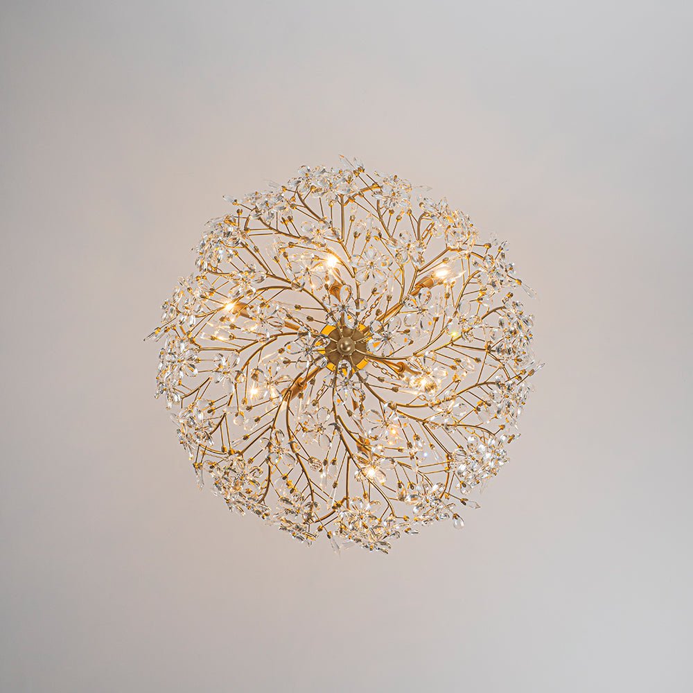 Lámpara de Araña Cristal Floral de Lujo Vintage de 6 Luces en Oro