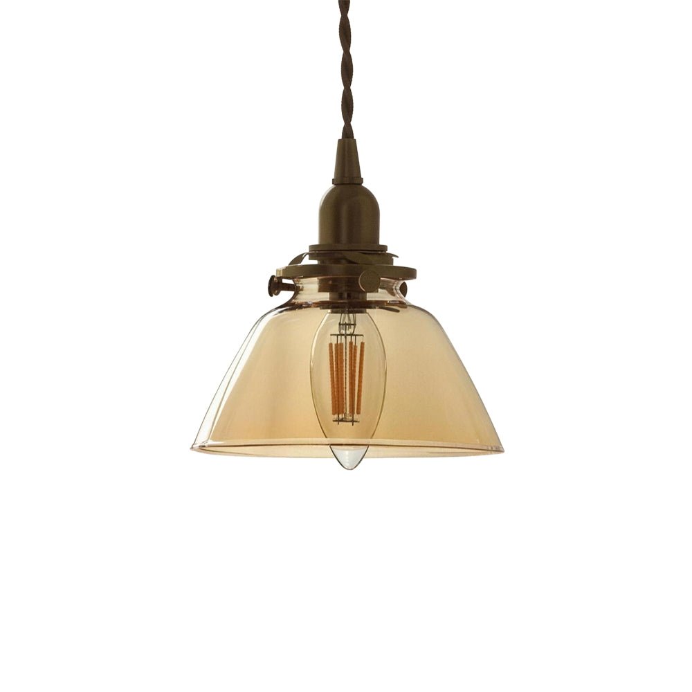 Lámpara colgante de campana de vidrio plisado claro retro vintage de 1 luz