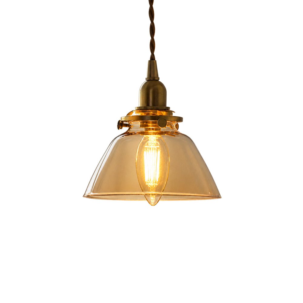 Lámpara colgante de campana de vidrio plisado claro retro vintage de 1 luz