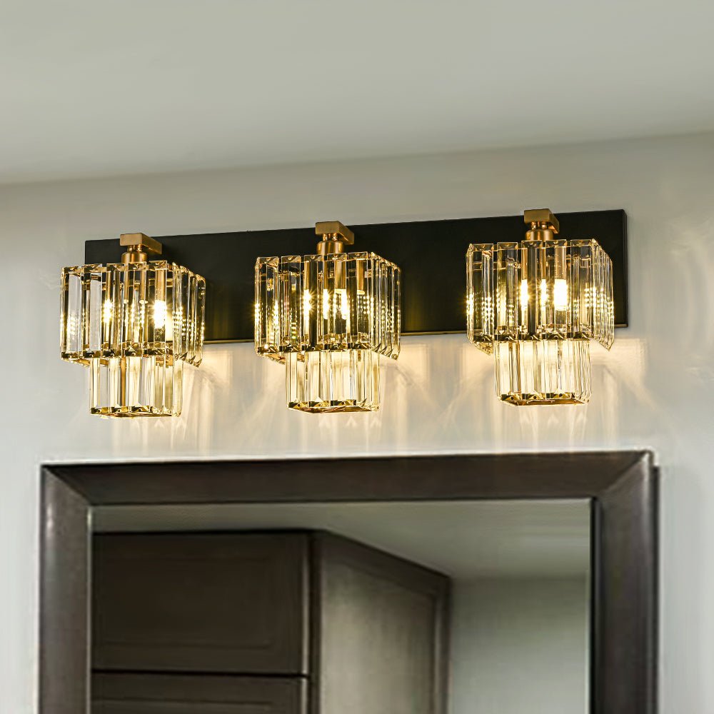 Luz de Pared de Baño Vintage en Cristal Cuadrado con Niveles