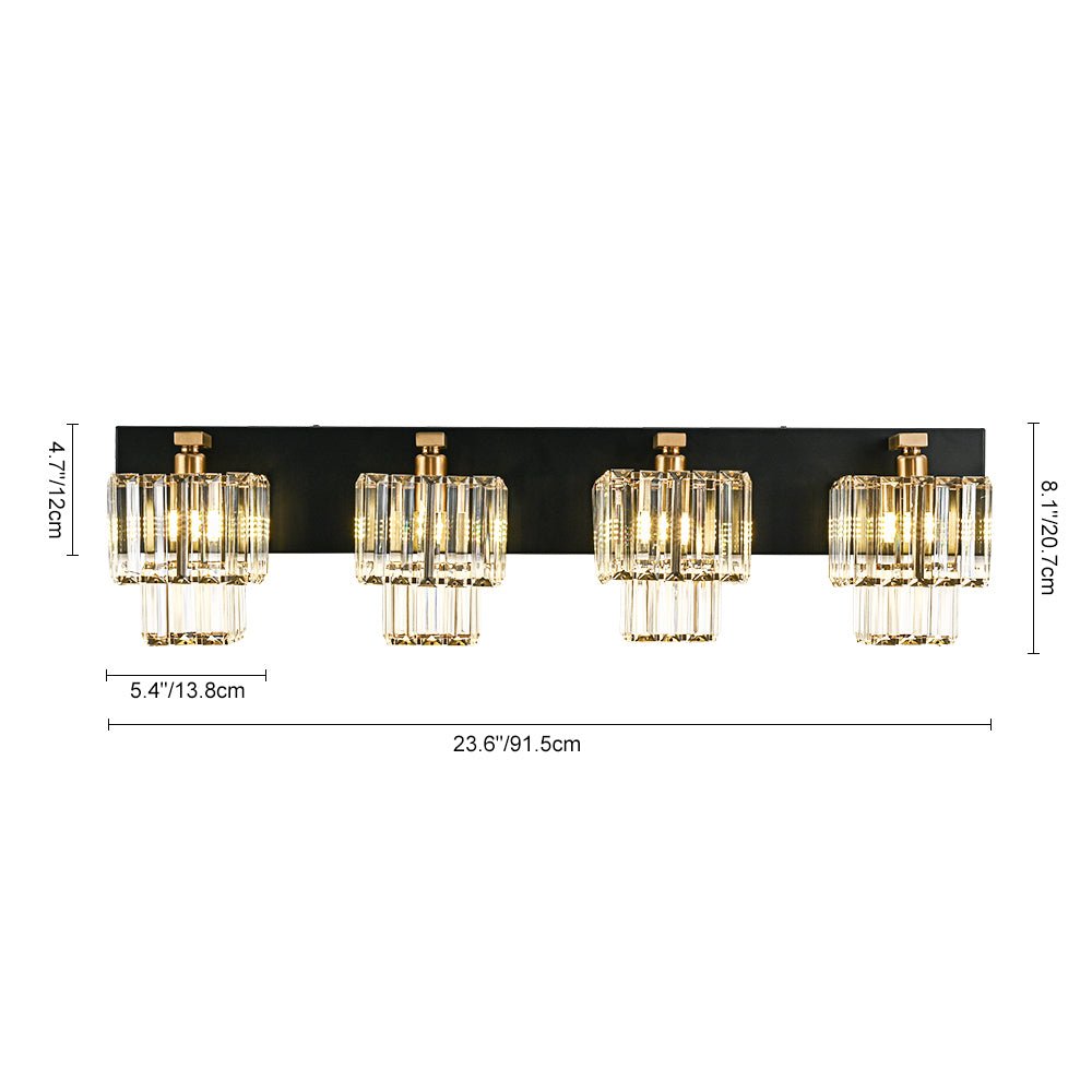 Luz de Pared de Baño Vintage en Cristal Cuadrado con Niveles