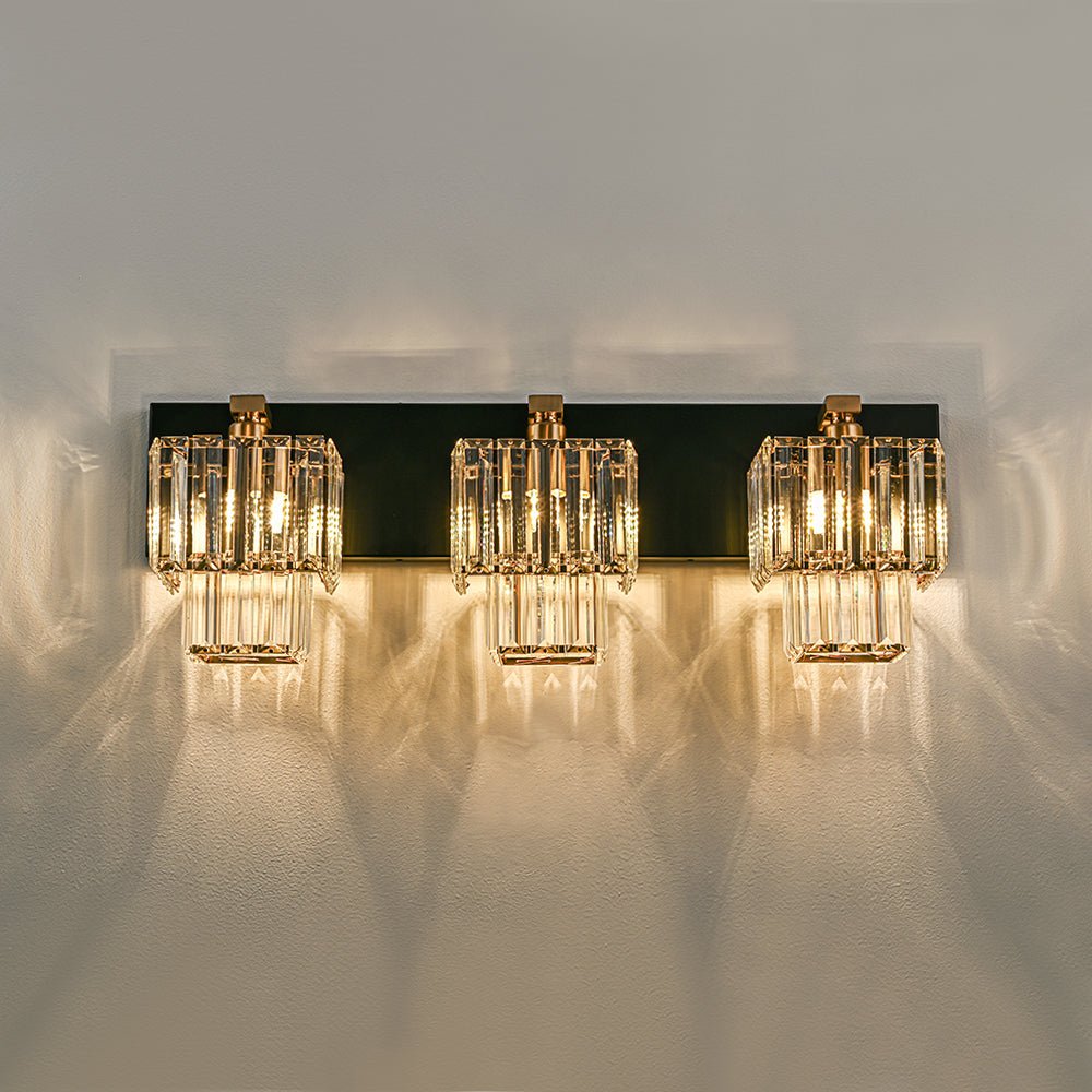Luz de Pared de Baño Vintage en Cristal Cuadrado con Niveles