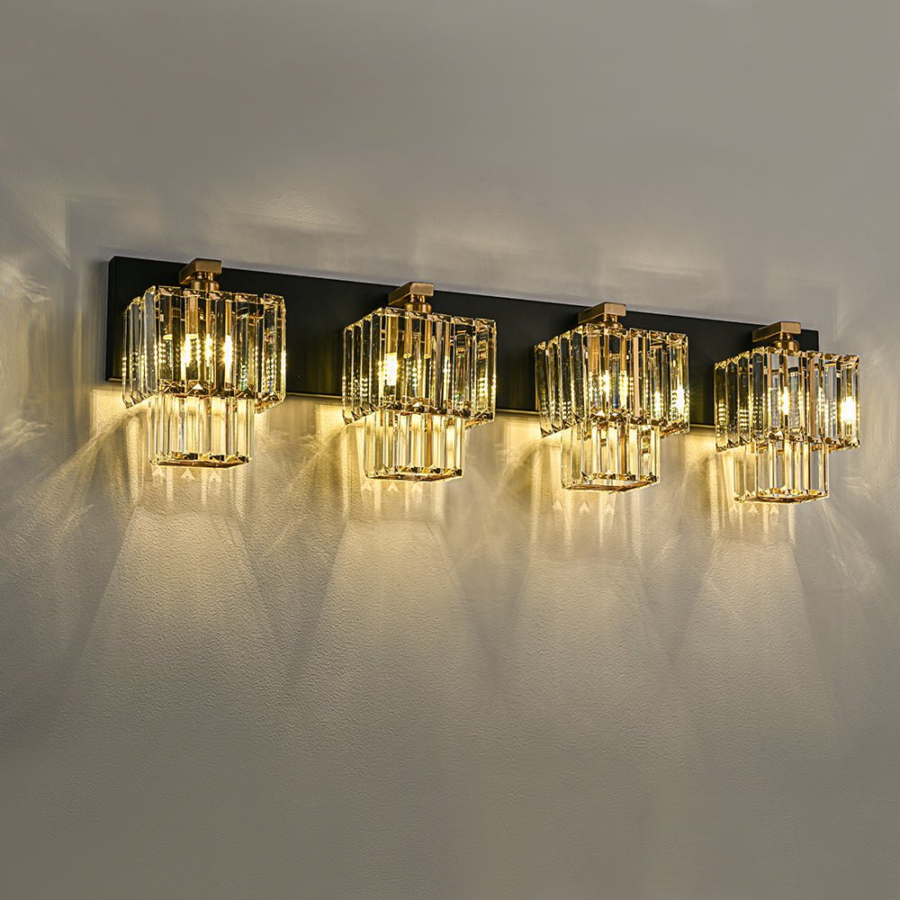 Luz de Pared de Baño Vintage en Cristal Cuadrado con Niveles
