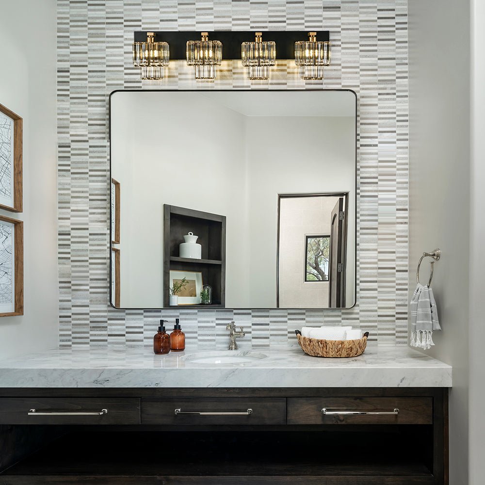 Luz de Pared de Baño Vintage en Cristal Cuadrado con Niveles