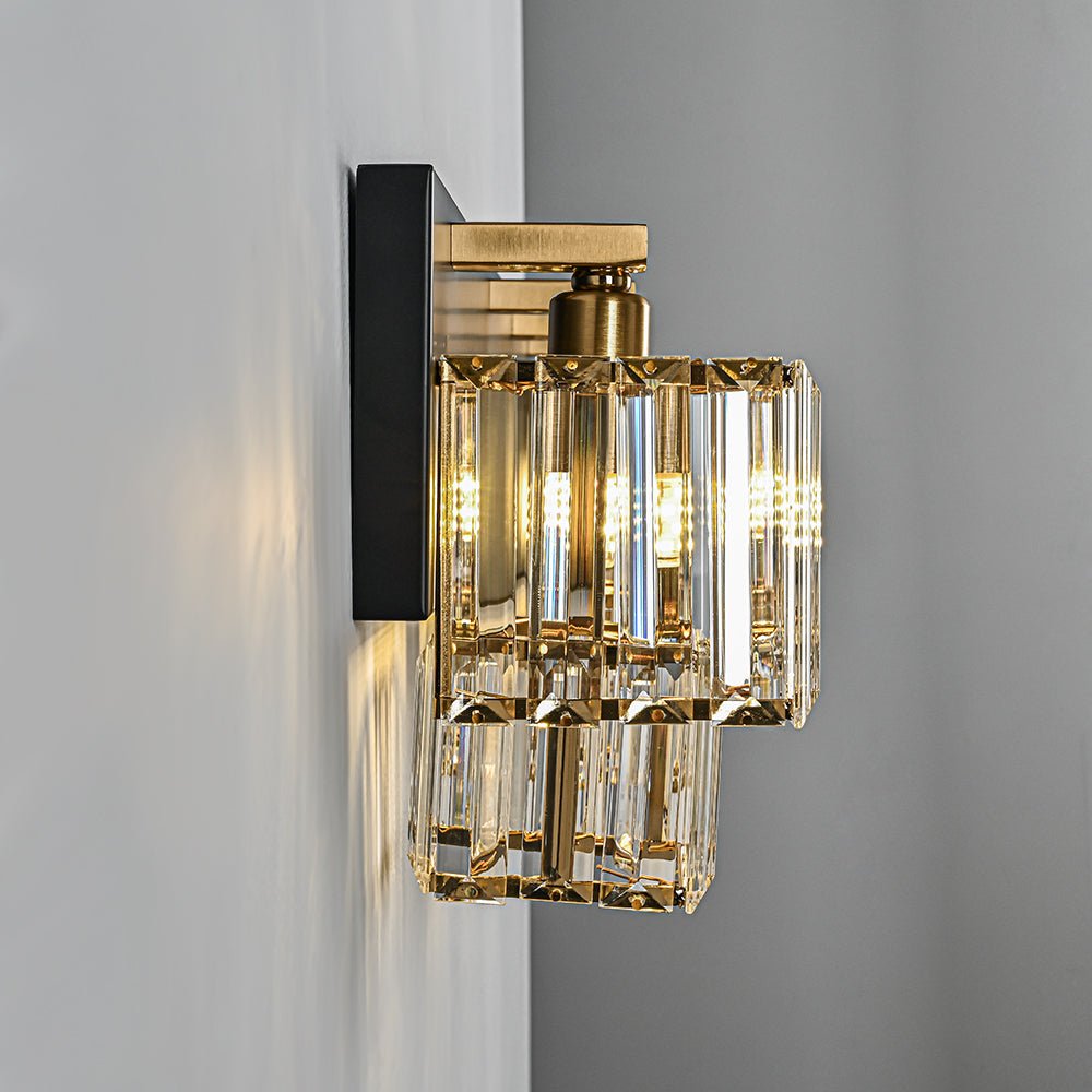 Luz de Pared de Baño Vintage en Cristal Cuadrado con Niveles