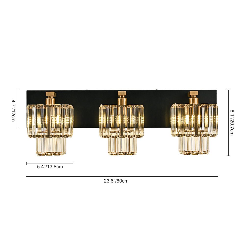 Luz de Pared de Baño Vintage en Cristal Cuadrado con Niveles